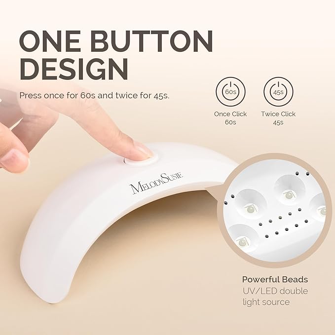 Melodysusie Starter-Friendly Mini LED UV Nail Lamp with 2 Timers, Pocket-Sized for Handheld & Desktop Use, P-art04 UV Light for Gel Nail Especially Instant Nails, Base/top Coat & Half-Cured Gel White