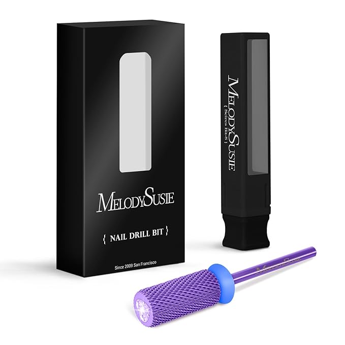 MelodySusie Large Barrel 3/32'' Tungsten Carbide Nail Drill Bit, Crystal Top Purple Heart Shape, Fast Remove Acrylic Gel, Cuticle Gel Polishing for Manicure Pedicure, Purple, Series Bit-S, Medium