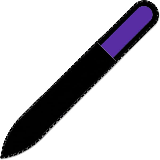 Color Crystal Nail File in Black Pouch - Czech Tempered Glass - Handmade in Czech Republic
