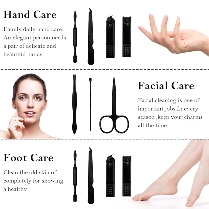 Manicure Set, Stocking Stuffer for Men, Nail Clipper Kit, Nail Clipper Set, Nail Care Kit, 8 In 1 Manicure Kit Grooming Kit Stainless Steel Facial Pedicure Care Tool, Christmas Gifts for Men Dad Teens