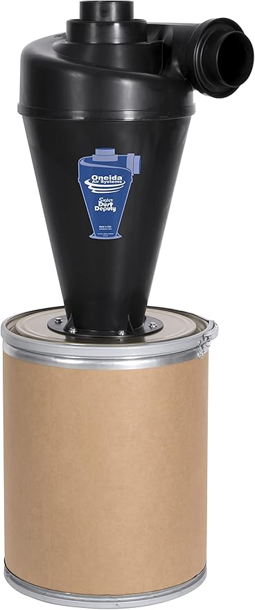 Oneida Air Systems Super Dust Deputy Compact 15 Gallon 4/5 Deluxe Cyclone Kit for for Single Stage 0.5 to 3HP Dust Collectors, Black