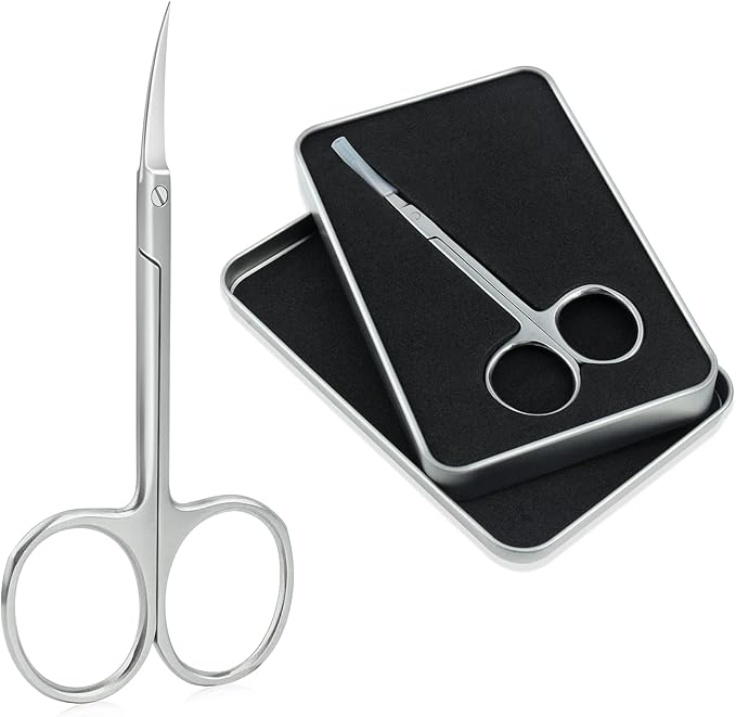 Qunzhao Cuticle Scissors for Women and Men Curved Stainless Steel with Tip Grooming Blades Manicure Nail for Dry Skin Nail Scissors (2)
