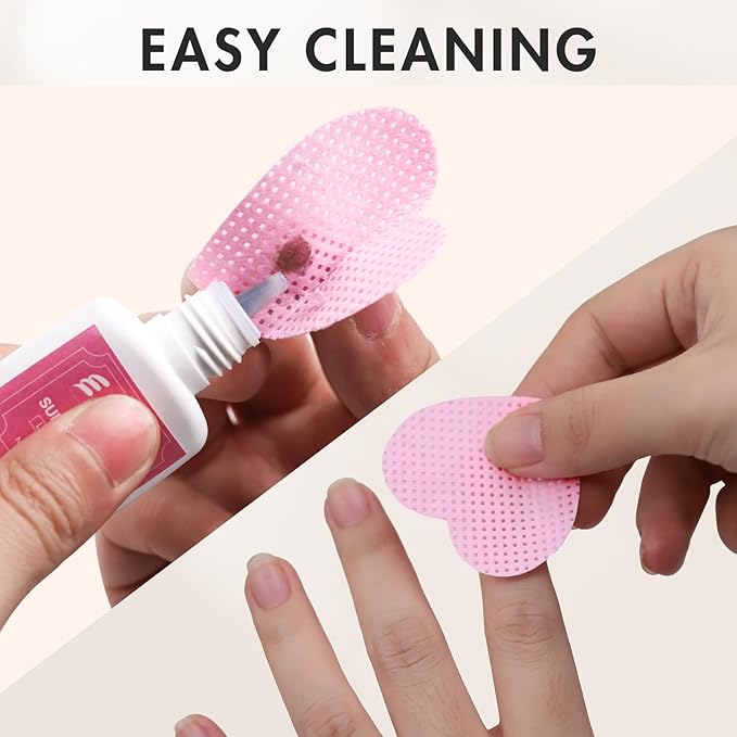 400 PCS Eyelash Extension Glue Wipes - Lint Free Non-Woven Fabric for Lash Extension Supplies and Nail Polish Remover (Pink)