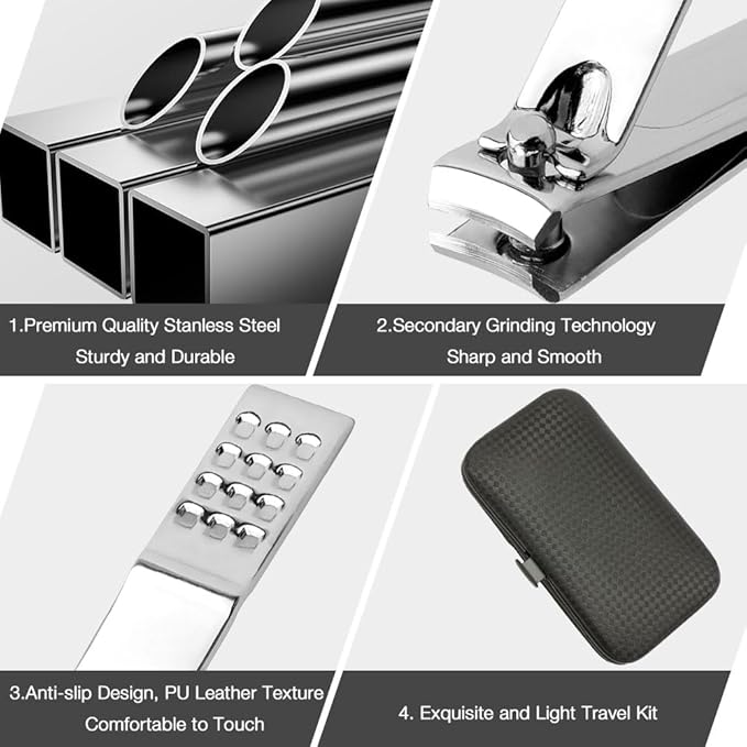 Christmas Gift for Dad Gifts Nail Clippers for Men Boyfriend Husband Nail Kit 7 in 1 Leather Case Travel Manicure Set Finger and Toe Nails Tool Gift for Father Grandpa Birthday Father Day for Him