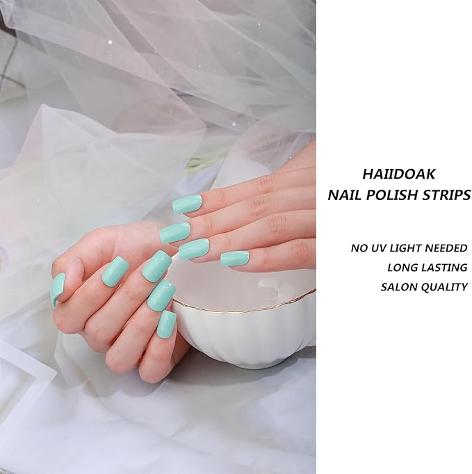 Nail Stickers, Gel Nail Strips with Manicure Tool Kit, 22 Pieces, Long Lasting, Chip Resistant, UV Free, Emerald Green