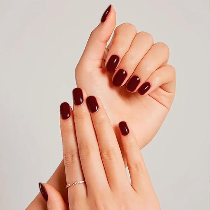 Semi Cured Gel Nail Strips-Sweat Resistant Adhesive,Sports & Shower Safe,Glossy Press Ons,18 Size Designs Works with Any UV/LED Lamps(Chilly)