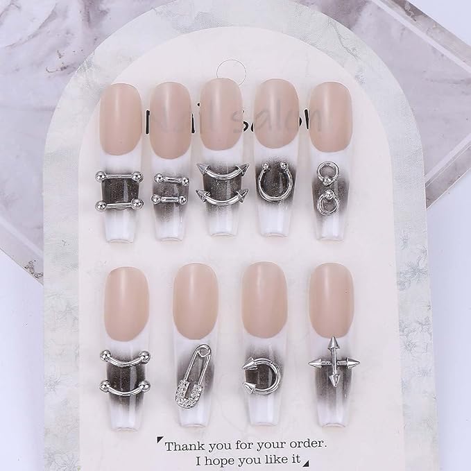 Metal Punk Nail Art Studs: 12 Grids Mixed Sizes Rivet Steel Beads Cross Nails Charms with Tweezers and Pen- Y2K Alloy Ring Gothic Nail Accessories for Women - DIY Craft Decoration Manicure Supplies