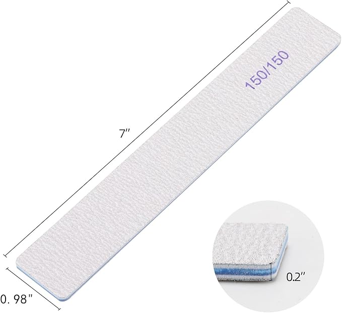 100 Pieces Rectangle Nail Files 150/150 Grit Reusable Buffering Files Double Sided Emery Boards for for Acrylic Nails, Gel Nails, Natural Nails