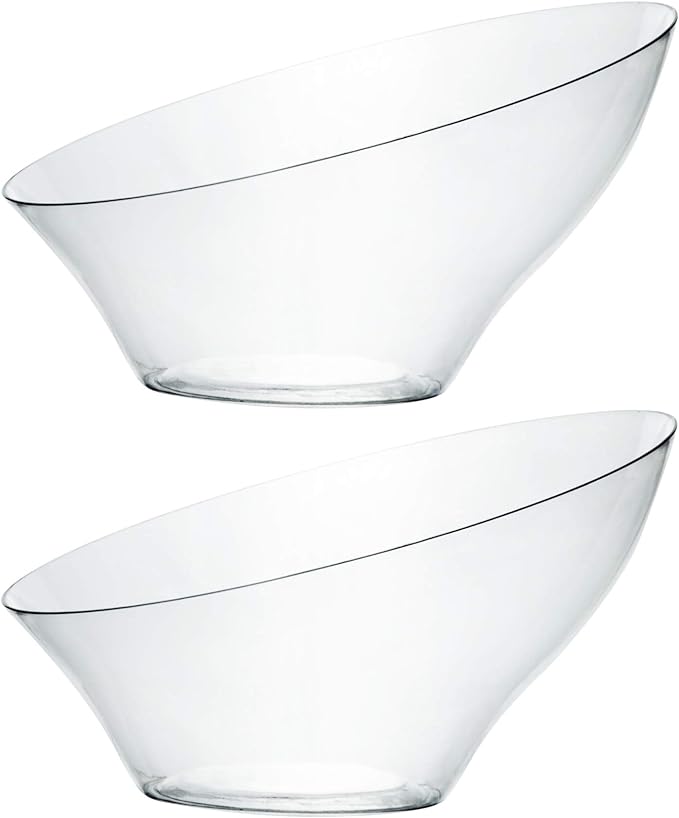 PLASTICPRO Disposable Angled Plastic Bowls Round Medium Serving Bowl, Elegant by PLASTICPRO