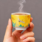 Chinese Tea Cups Set of 4, Crane Pattern Enamel Ceramic Cup, 4.3 oz | Handleless - Image 4