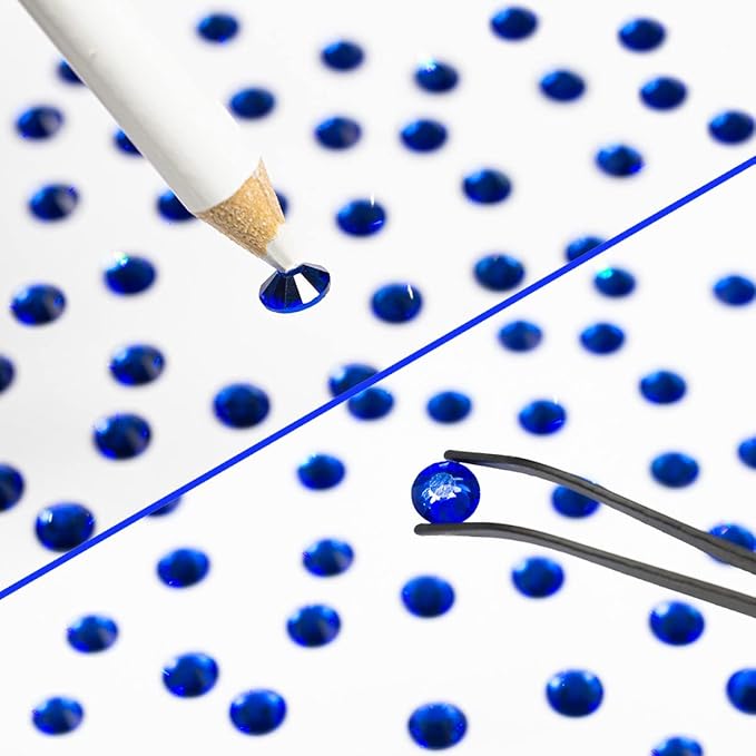4010pcs Blue Rhinestones Sapphire Blue Nail Rhinestones Flatback Stones K9 Glass Royal Blue Nail Gems Crystals Nail Charms Nail Art Kit 6 Sizes(1.6-6.1mm) to SS30 for Nails Face Eyes Makeup Crafts