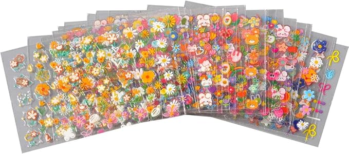 30 Sheets Flower Nail Stickers Rabbit Nail Art Stickers 3D Embossed Self Adhesive Nail Decals Floral Heart Bow Smile Fruit Nails Design Spring Nail Art Decals for Women Manicure DIY Decoration