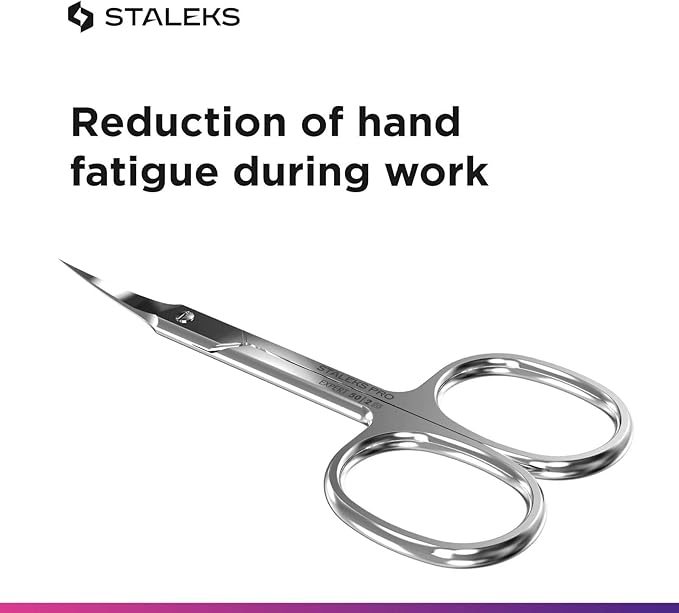 Staleks Pro Expert 50 Cuticle Scissors - Stainless Steel, Extra Fine Curved Blade for Precise Cuticle Trimming: Professional Manicure Scissors for cuticle SE-50/2