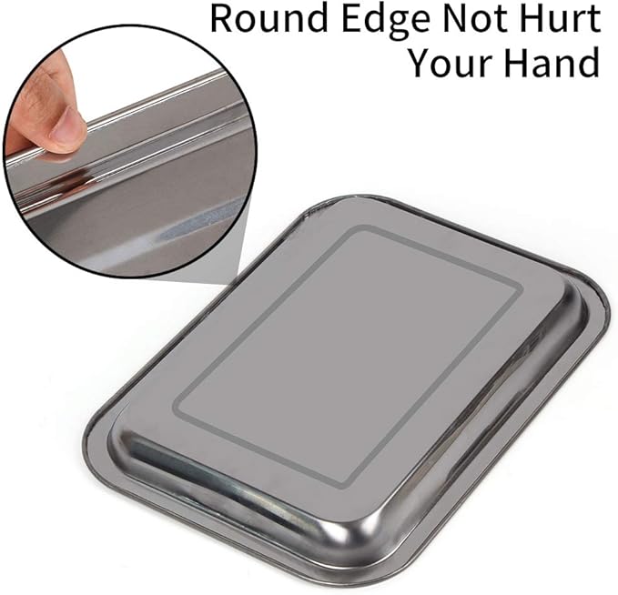 5-Pack Surgical Tray, Stainless Steel Medical Tray Dental Procedure Lab Instruments, Tattoo Tool Bathroom Organizer (10.43'' x 7.67'')
