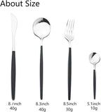 JASHII Flatware Serving Set 24 Piece, Stainless Steel Silverware Set, Titanium - Image 3