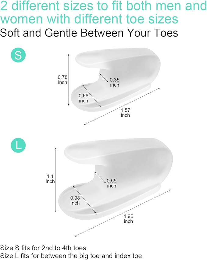 18Pcs Gel Toe Separators for Bunions, Silicone Toe Spacers Bunion Corrector for Feet Women Men Pain Relief, Soft Flared Toe Spreader Straightener for Overlapping Toes(12L+6S)