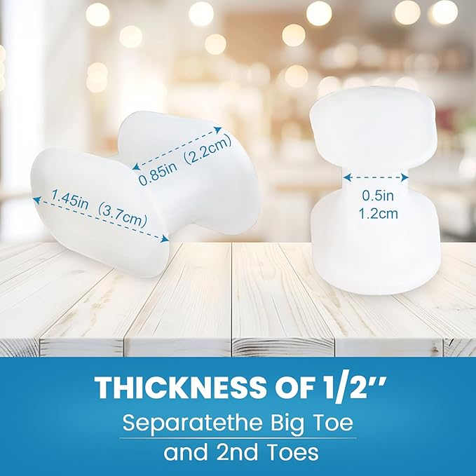 Toe Spacers(1/2"), Happiby Silicone Toe Separators for Bunion, Overlapping Toes and Toe Pain Relief, Big Toe Alignment, 5 Pairs/10 Pcs