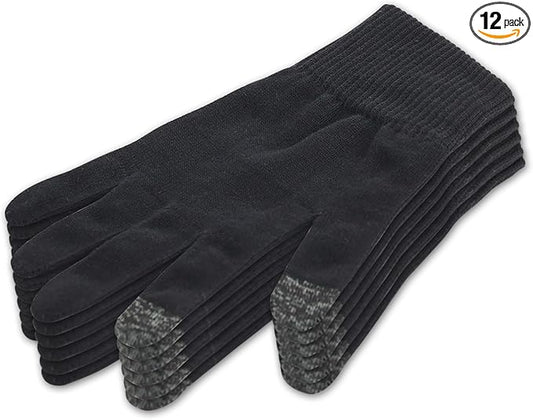 Donfri 6 Pairs Cotton Moisturizing Gloves Men Touchscreen Fingers for Eczema Dry Hands Hand Care Overnight Moisturizing (Medium-Black)