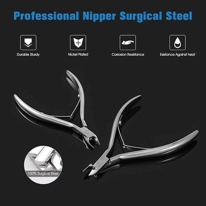 FERYES Cuticle Clipper Professional Manicure and Pedicure Cuticle Remover Tools, Medical Grade Stainless Steel Cutial Cutter, 6mm Jaw- 1 Piece (Silver)