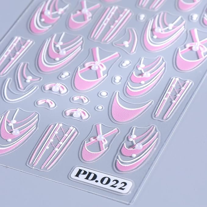 3 Sheets French Bow Nail Stickers for Nail Art, 3D Self-Adhesive Pink Purple Bow French Nail Decals, French Nail Supplies Nail Art Designs Accessories for Women and Girls Manicure DIY Decoration