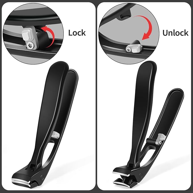 Nail Clippers for Men Toenail Clippers and Fingernail Clipper Toe Nail Clippers for Women Nail Clipper with Long Handle Wide Jaw (D-Black New)