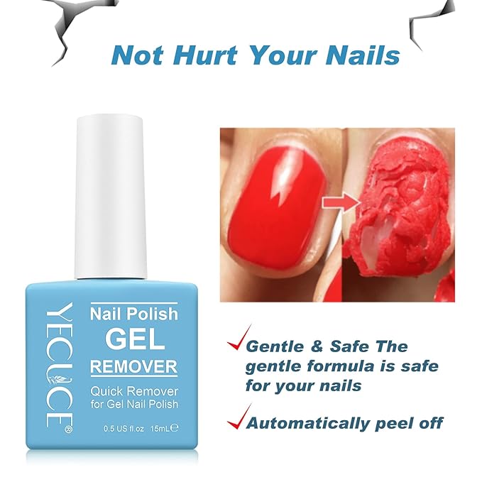 2 PCS Gel Nail Polish Remover, Nail Polish Remover Gel Polish Remover for 2-3 Minutes Quick & Easy Remove No Need for Foil, Soaking or Wrapping