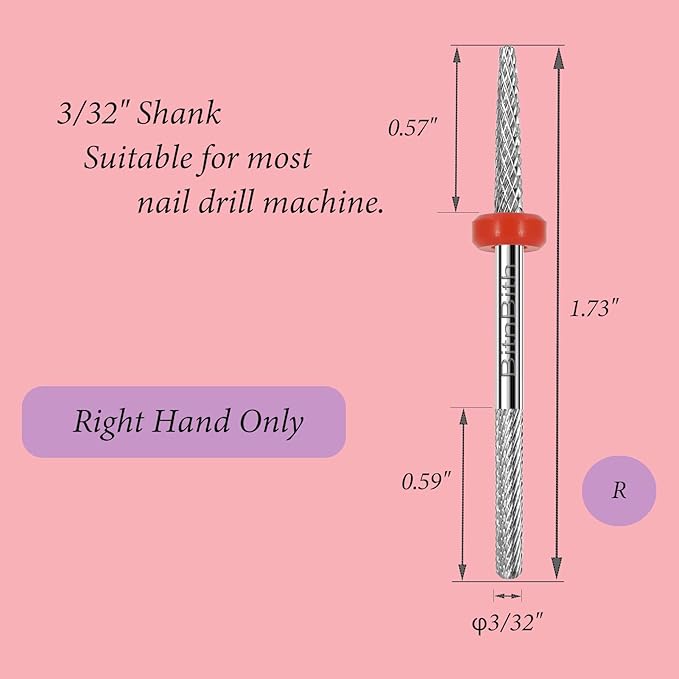 Nail Drill Bit Double Heads Cuticle Nail Drill Bit 3/32" Professional Tungsten Carbide Nail Bit,Safety for Nail Prepare,Dead Skin Cleaner,Manicure Pedicure Nail Supplies Home Salon,Fine