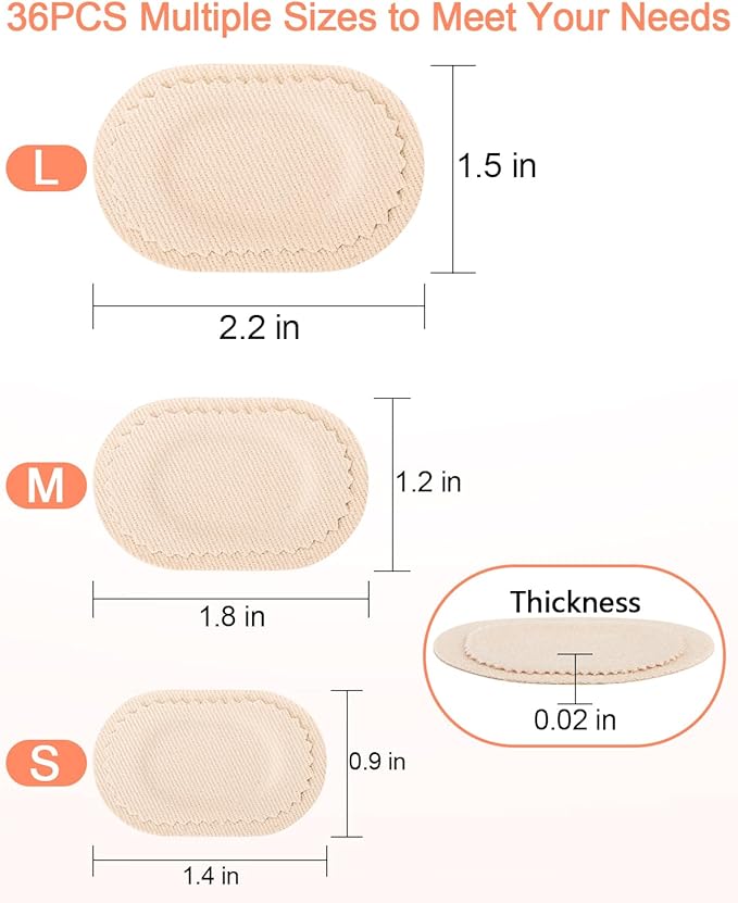 36Pcs Bunion Pain Relief Pads to Wear with Shoes, Bunion Corrector Cushions for Women Men Big Pinky Toe Protector, Moleskin for Feet, Water-Resistant, Self-Adhesive (Multi-Size)