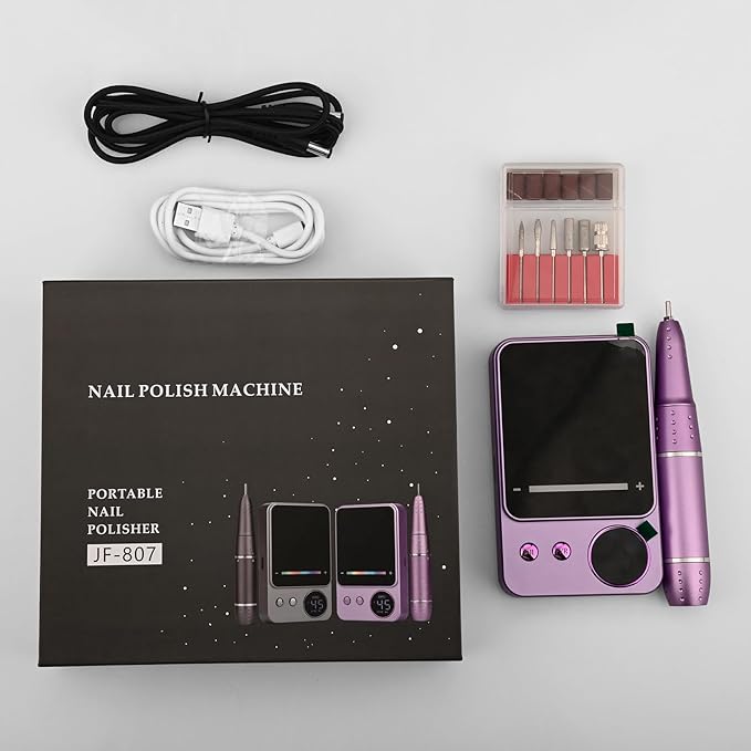 Electric Nail Drill Professional 45000RPM, Portable Smart Touch Display Electric Nail File, 4000mAh Rechargeable Nail Drill Kit for Remover Acrylic & Gel Nails Manicure for Salon Home