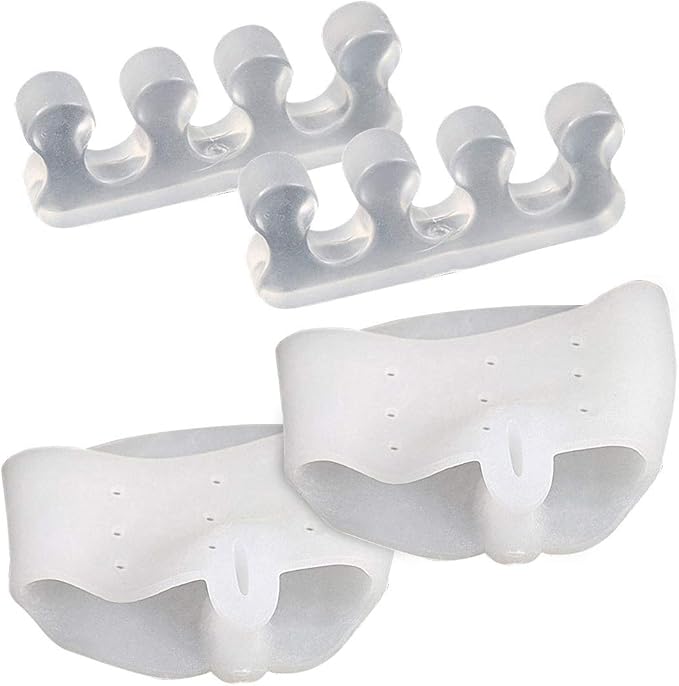 Gel Toe Separators Metatarsal Pads, Breathable Toe Straightener for Overlapping Toes, Bunion Corrector, Hallux Valgus Forefoot Pain Relief, Overlapping Toes, Blisters, Reusable Toe Stretchers