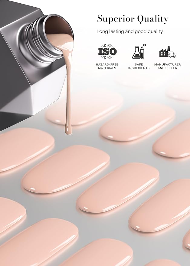 MelodySusie 30PCS Semi Cured Gel Nail Strips, Creamy Pink, Salon Quality, Long Lasting, Easy to Apply, Includes 2 Prep Pads, Nail File and Wooden Stick