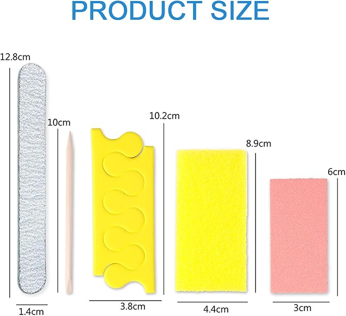 Disposable Pedicure Kit 5-in-1, 30-Counts - Nail Buffer, Pumice Pad, Nail File (100/180 Grit), Wood Stick and Toe Separators - Complete Kit for Salon or Home Use