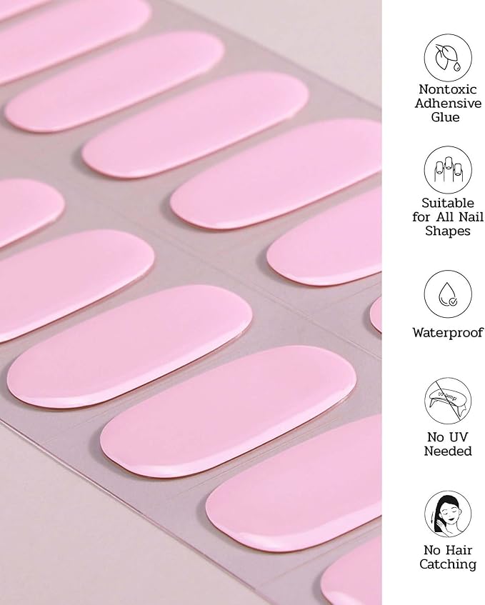 Nail Polish Strips - 22 Pcs Salon Quality Gel Nail Stickers - Long Lasting Wraps (Rose Pale Pink)