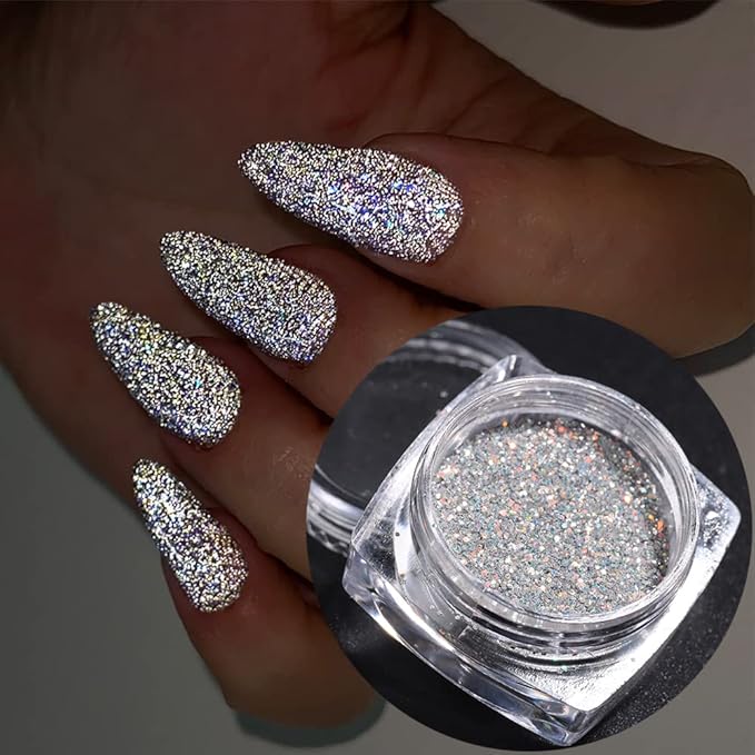 Reflective Nail Powder - 6 Boxes Sparkling Diamond Glitter for Nails, Iridescent Sequins, Holographic Super Bright Pigment Dust, Nail Art Decor