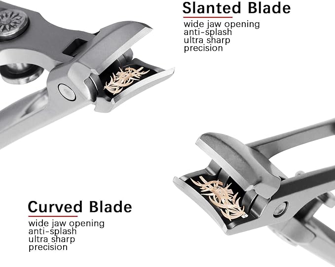 Curved and Slanted Nail Clippers Set for Men Thick Nails, Large Wide Jaw Opening Heavy Duty Stainless Steel Ultra Sharp Toenail Clippers with Catcher for Adult,Seniors (Grey-Combo)