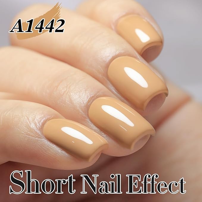 Double Rhythm Gel Polish 15ML Jelly Sheer Pastel Light Milky Color Pearl White Bottle 1 PC 0.5 OZ Full Size Nail Art Salon at Home (Deep Beige-D1442)
