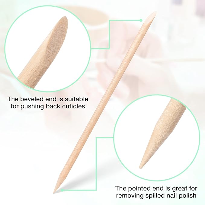 Noverlife 500PCS Orange Wood Nail Sticks, Double Sided Cuticle Pusher Remover, Disposable Cuticle Sticks for Manicures & Pedicures, Wooden Nail Art Cuticle Pusher Remover Set for Home & Salon Manicure