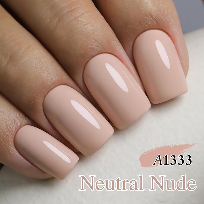 Double Rhythm Gel Polish 15ML Jelly Sheer Pastel Light Milky Color Pearl White Bottle 1 PC 0.5 OZ Full Size Nail Art Salon at Home (Neutral Nude-D1333)