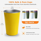 16 Pack Stainless Steel Cups 16oz - Image 2