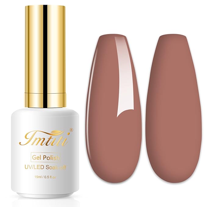 Imtiti Gel Nail Polish, 0.5 Fl Oz Varnished Rosewood Nude Neutral Gel Polish, DIY Nail Art Starter Kit for Women Girls