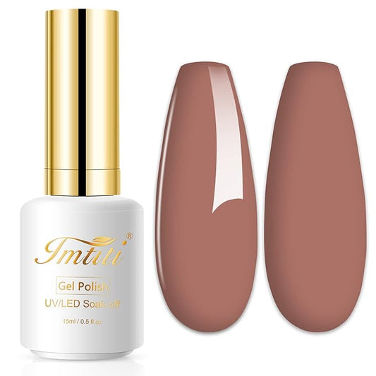 Imtiti Gel Nail Polish, 0.5 Fl Oz Varnished Rosewood Nude Neutral Gel Polish, DIY Nail Art Starter Kit for Women Girls