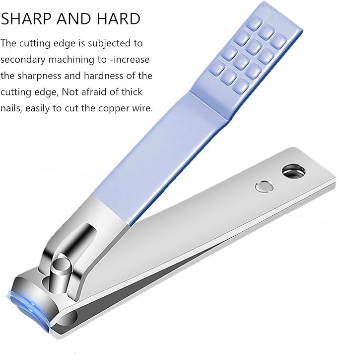 Nail Clipper Set, 7PCS Manicure Set Fingernail Clippers Kit Fashion Color Blue Stainless Steel Pedicure and Manicure Kit with Blue PU Leather Case