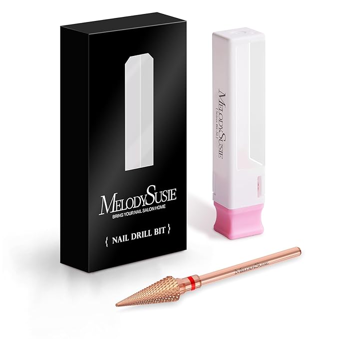 MelodySusie Professional Tapered Nib Nail Drill Bit, 3/32'' Carbide Tungsten Multi-function Bit, Suitable for Manicure Pedicure Cuticle Gel Polishing, Technicians Bit, Rose Gold, Series Bit-M, Fine