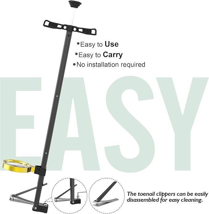 Long Handle Toenail Clippers with Magnifier -Wide Jaw & Ergonomic Design for Seniors, Arthritis & Limited Mobility | Heavy-Duty, No-Bend Trimming(40cm, Black)