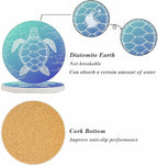 Underwater Sea Turtle Coasters for Drinks Coasters for Table Ceramic Absorb - Image 4
