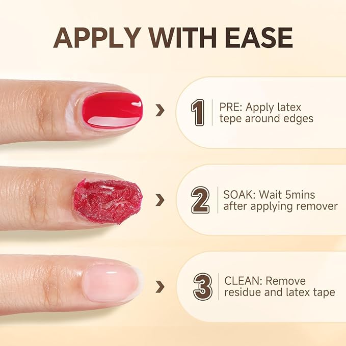 UNA GELLA Gel Polish Remover, Acetone-Free Gel Remover For Nails With Air Dry Liquid Latex Tape For Nail Care - Quick & Easy Low Odor Nail Removal Kit No Need Wrapping