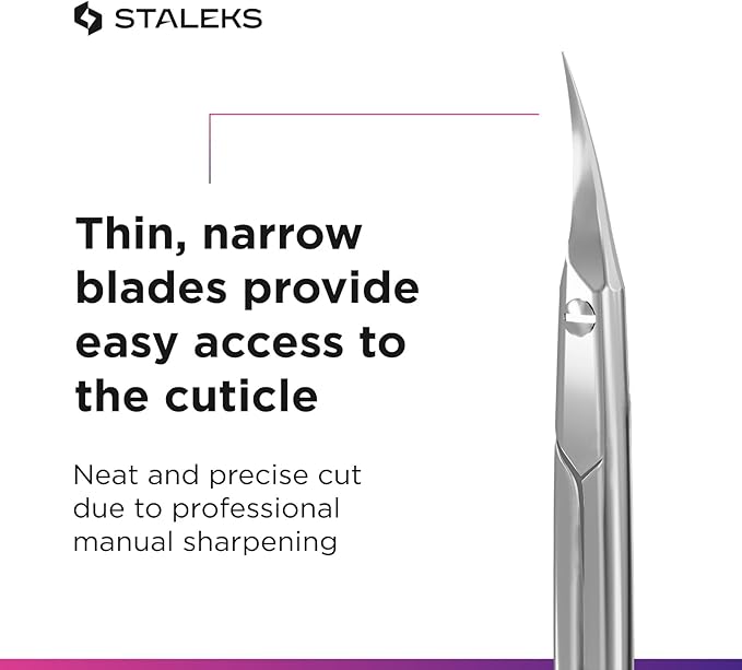 Staleks Pro Professional Cuticle Scissors Expert 50 Type 1 – Sharp Manicure Scissors – Thin Blades – High-Alloy Stainless Steel – Ergonomic Grip – Corrosion Resistant