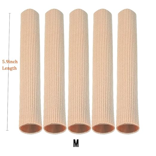 5 Pack Cut Toe Tube Sleeves Made of Elastic Fabric Lined Silicone Toe Sleeve Protector for Stress Pain Relief Corn and Calluses Remover (Medium, 15cm Length)