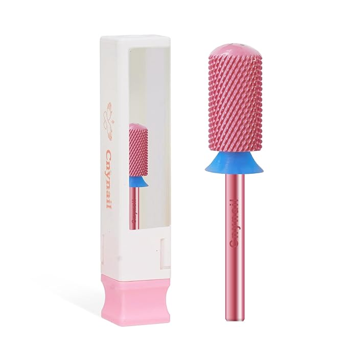 3/32" Large Barrel Smooth Round Top Tungsten Carbide Nail Drill Bit Safety Bit for Gel & Acrylic Removal, 2-Way Rotating Efile Tip, Salon Electric File Accessory (M Grit, Rose Red)