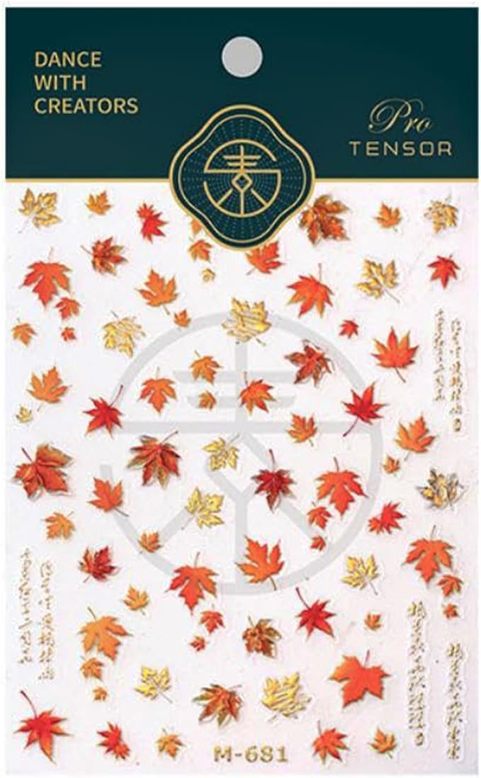 Maple Leaf Nail Stickers 5D Embossed Nail Decals Fall Design Nail Supplies Gold Leaf Stickers for Women Nails Decorations Thanksgiving Day Nails Accessories 1PCS
